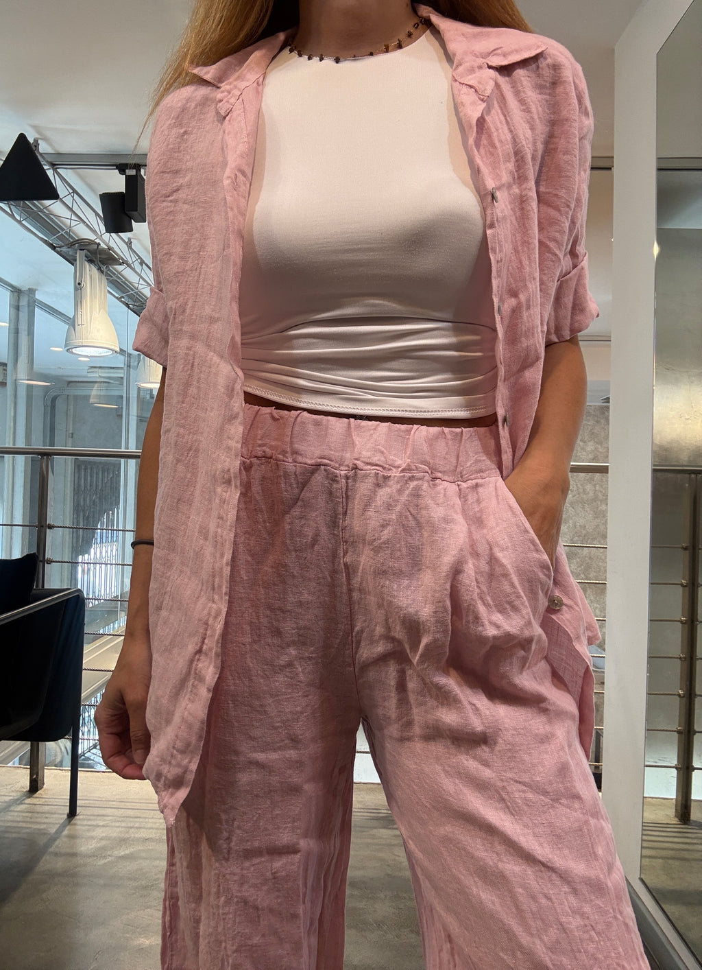 Pantalone Lino Elastico Landi