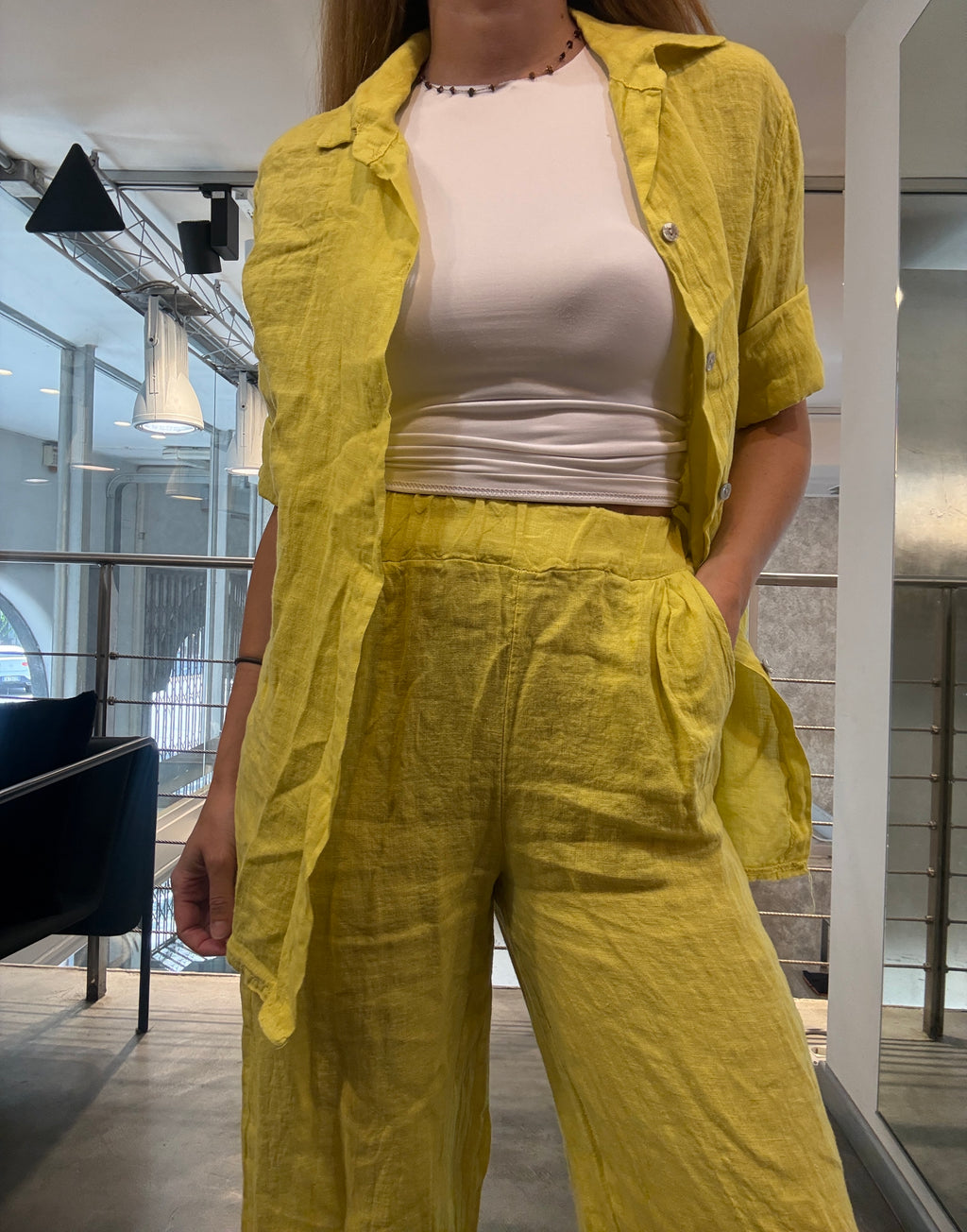 Pantalone Lino Elastico Landi