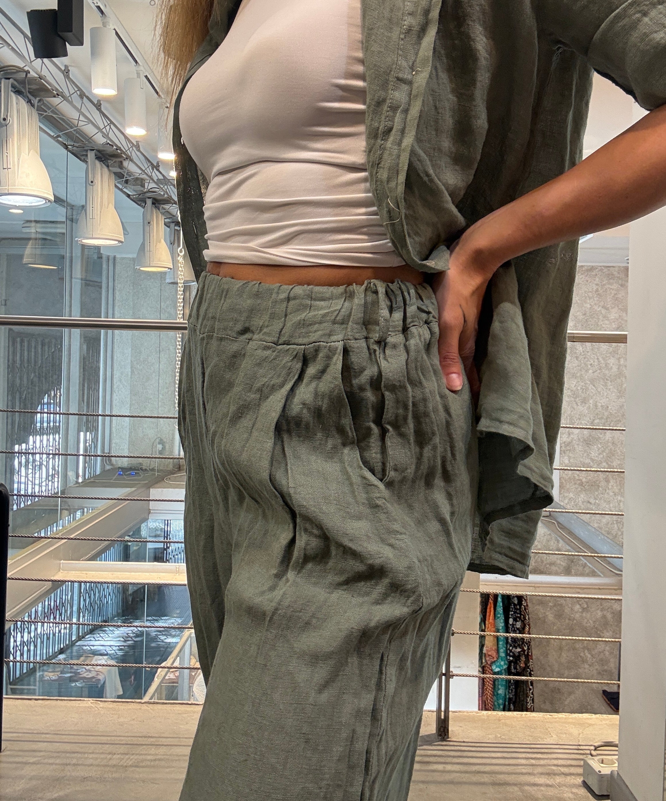 Pantalone Lino Elastico Landi