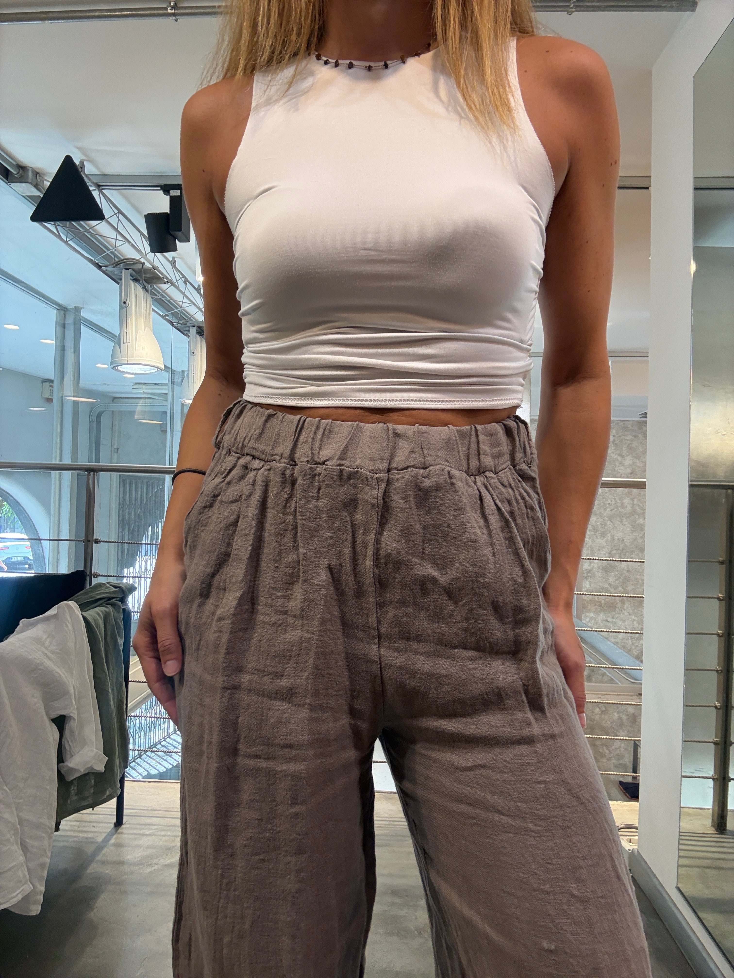Pantalone Lino Elastico Landi