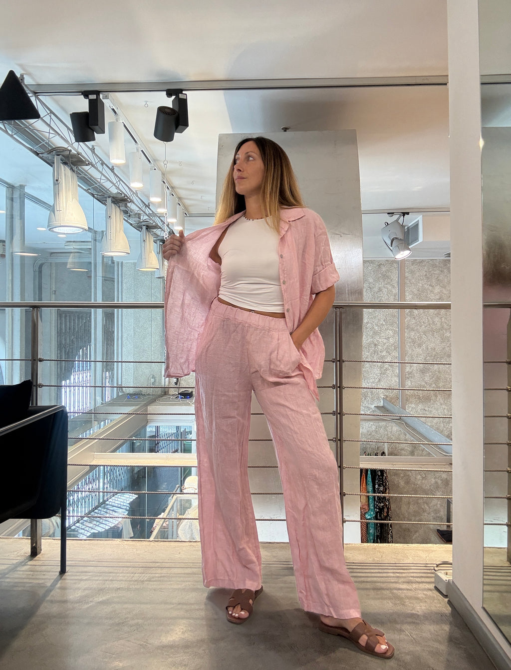 Pantalone Lino Elastico Landi