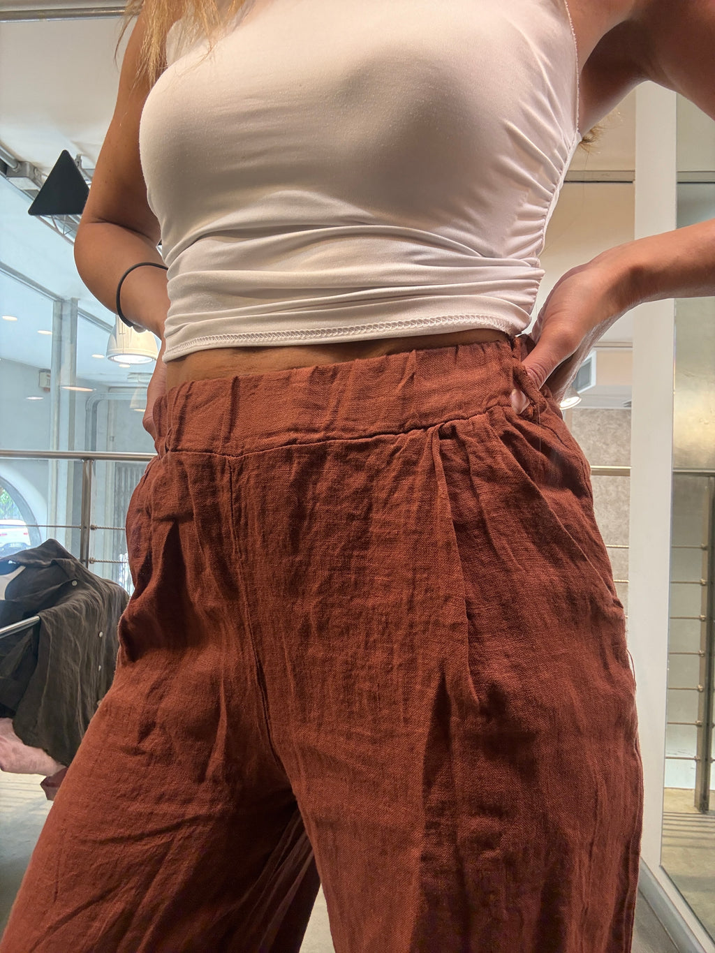 Pantalone Lino Elastico Landi
