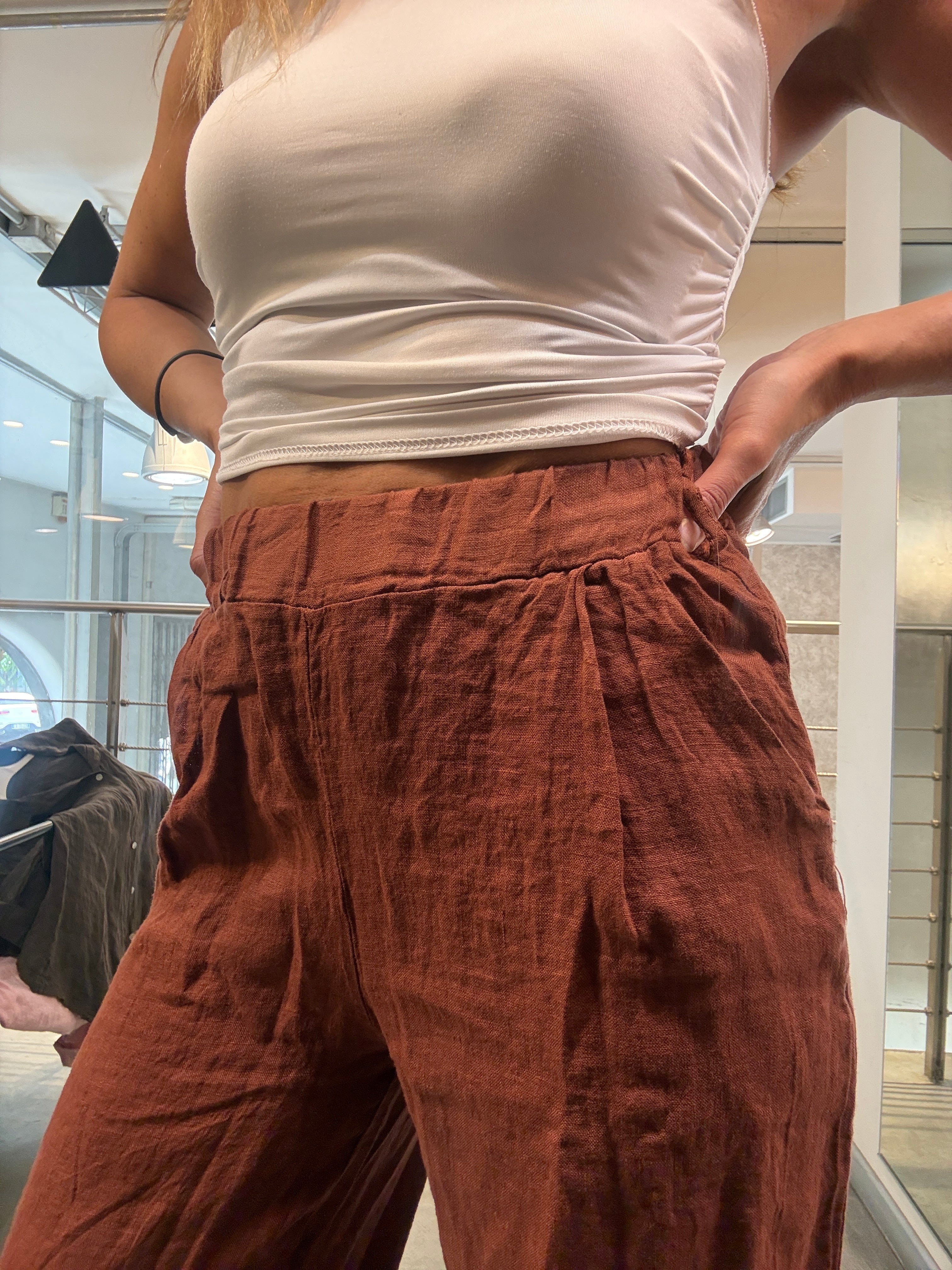 Pantalone Lino Elastico Landi