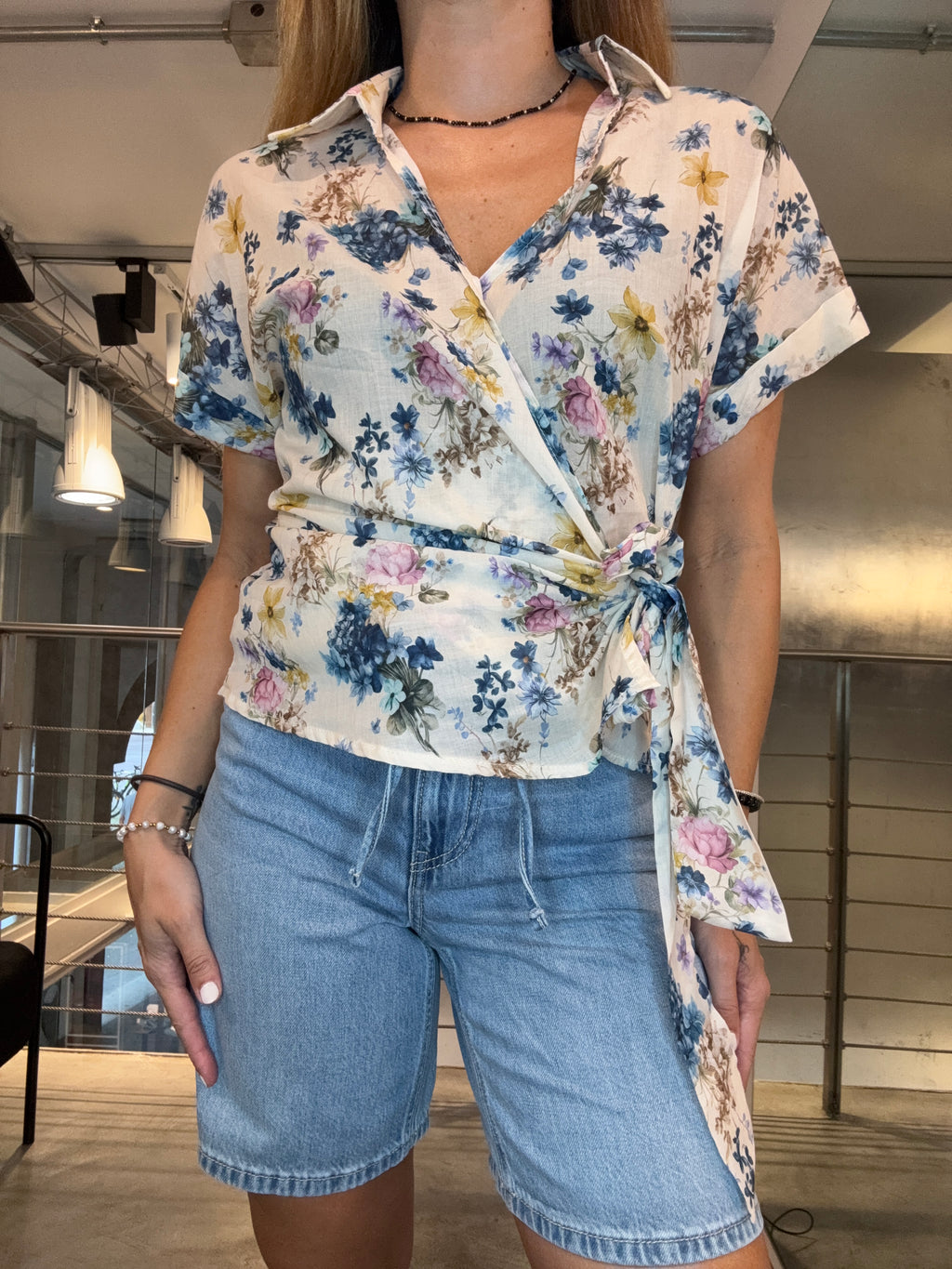 Camicia Fiori Nodo Landi