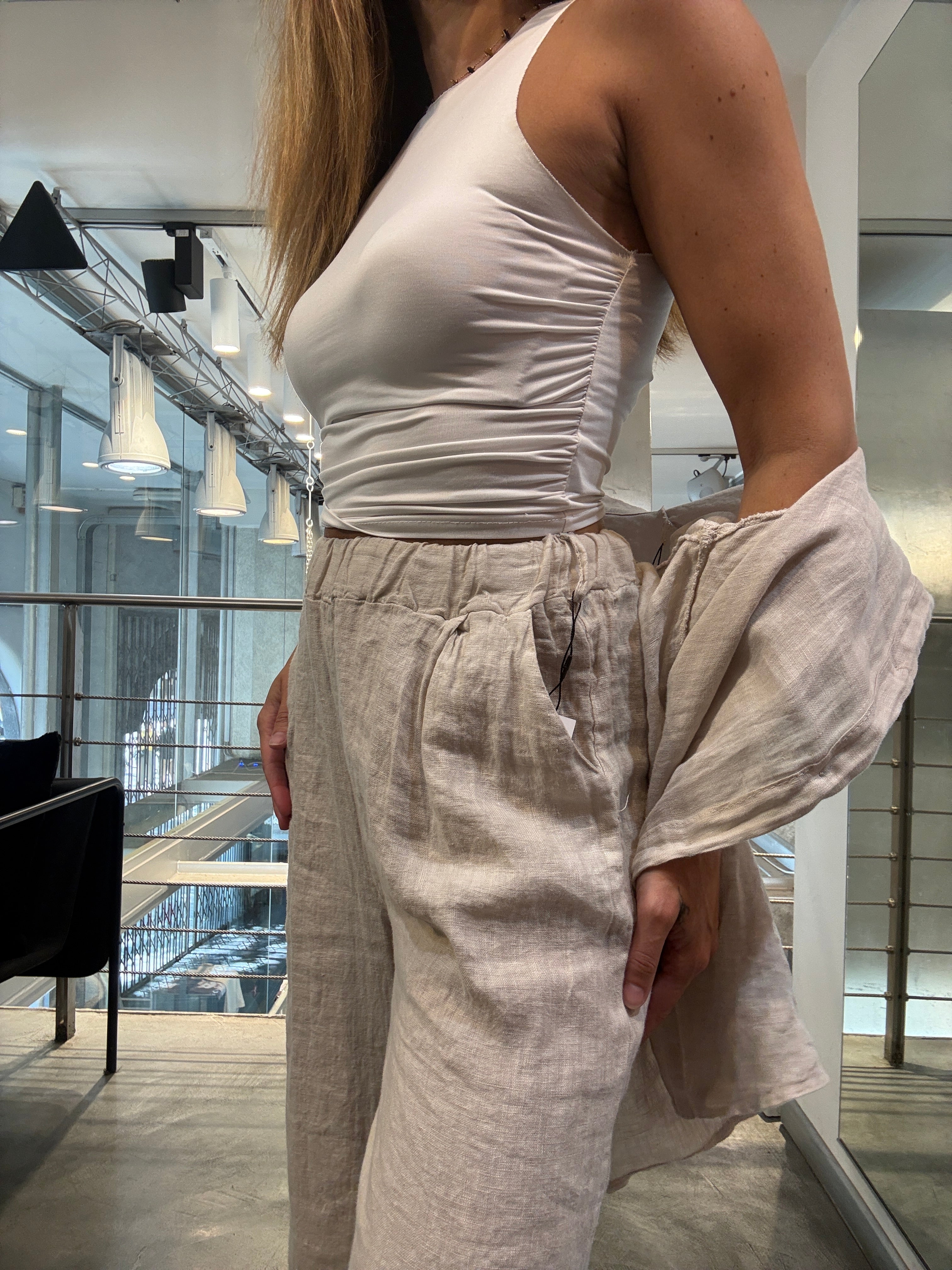 Pantalone Lino Elastico Landi
