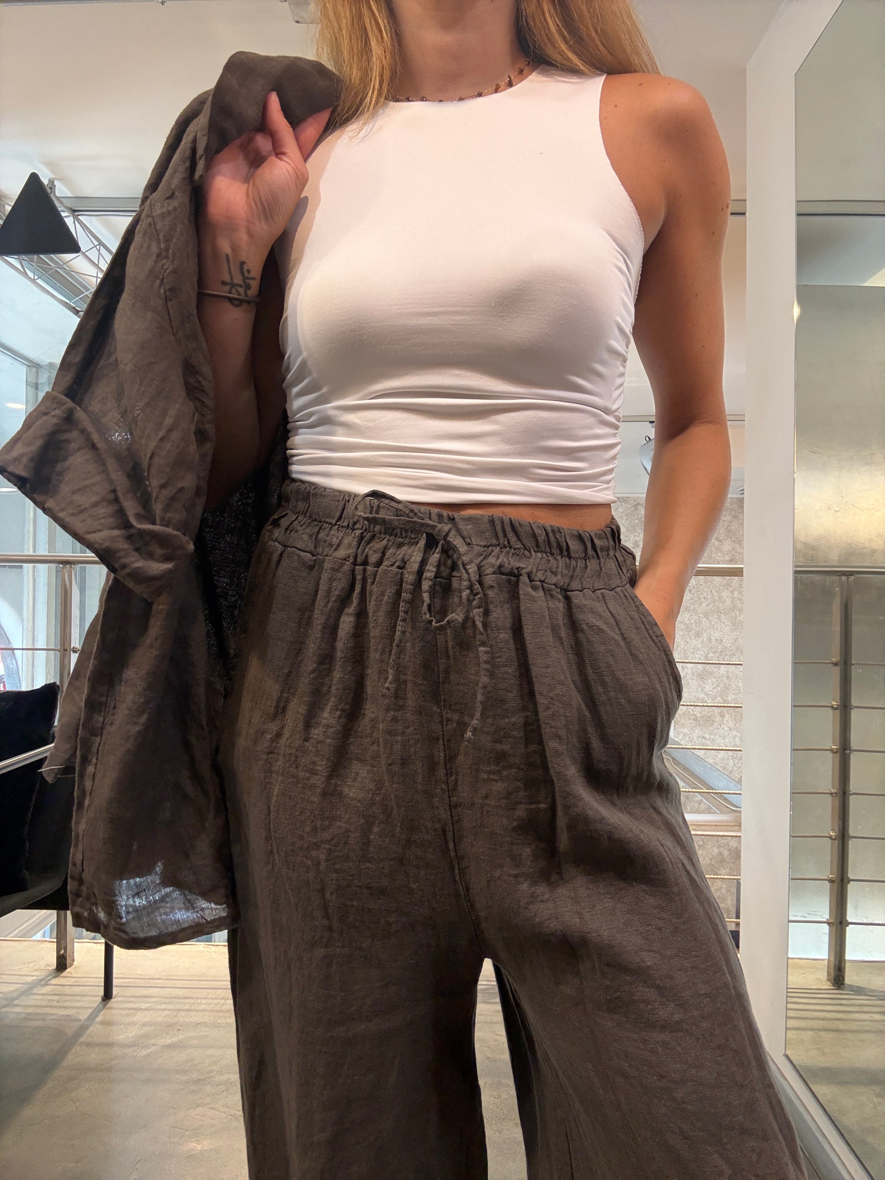 Pantaloni Lino Coulisses Landi