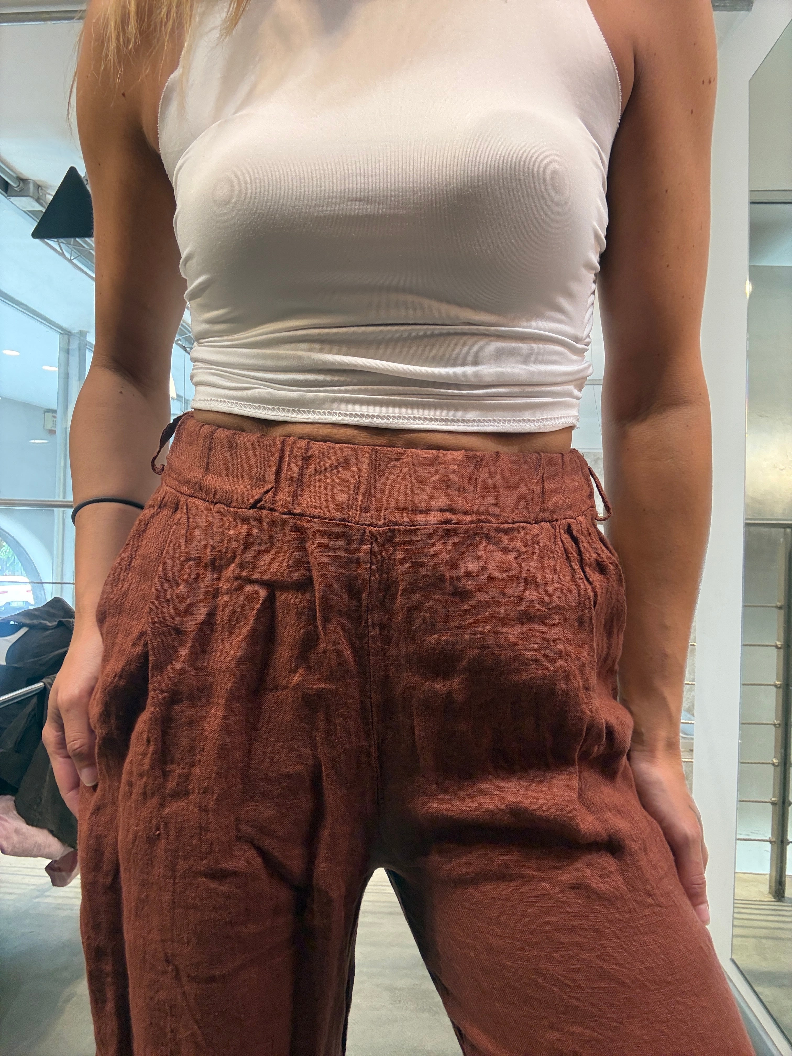 Pantalone Lino Elastico Landi