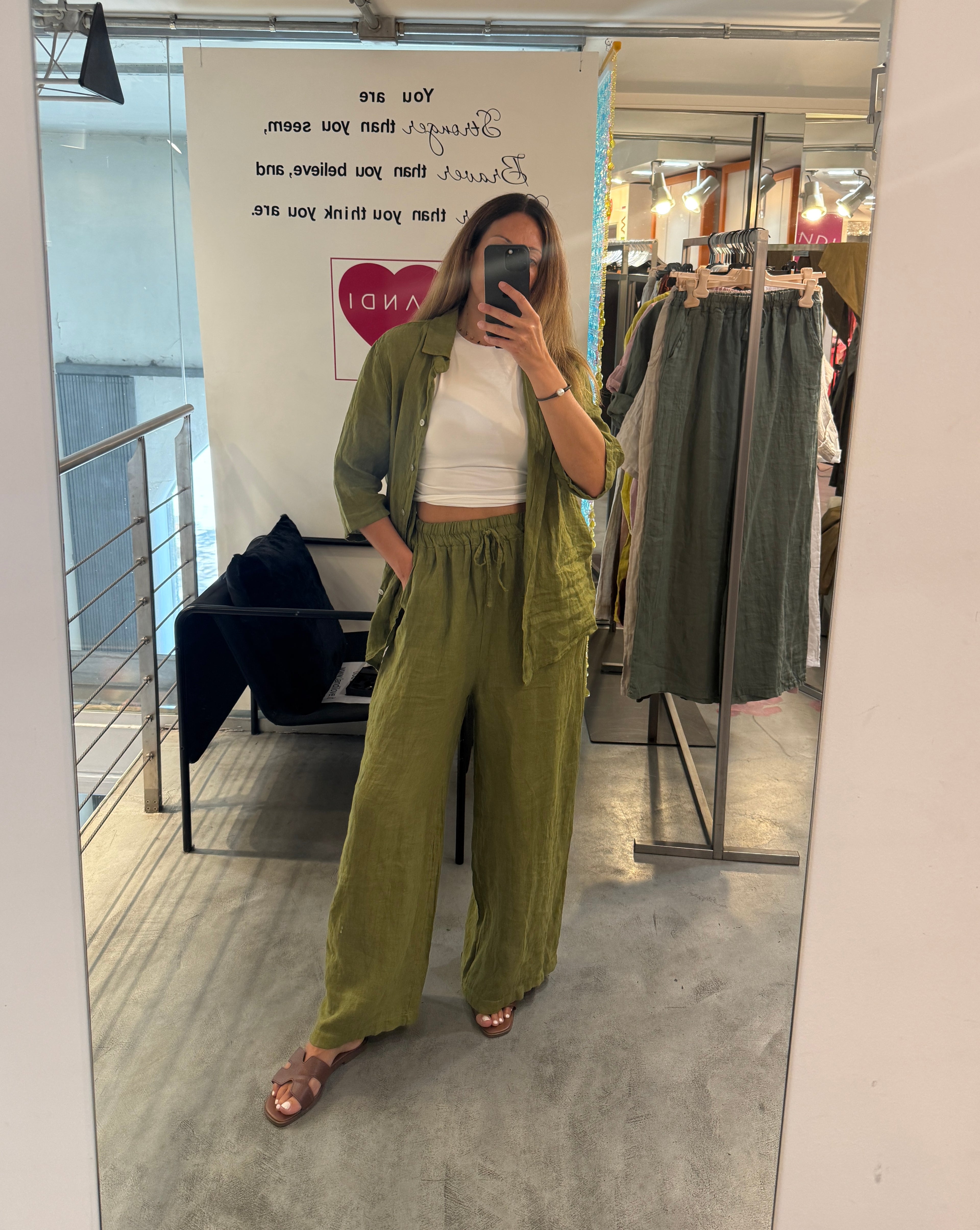 Pantaloni Lino Coulisses Landi